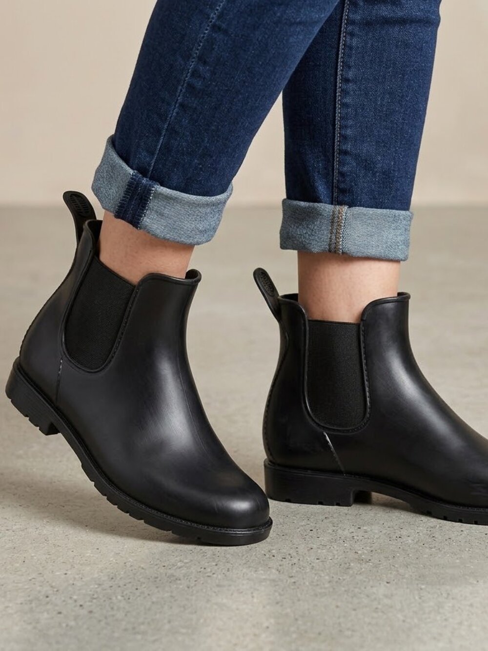 Asgard Waterproof Chelsea Ankle Rain Boots Black Women's Size 8.5